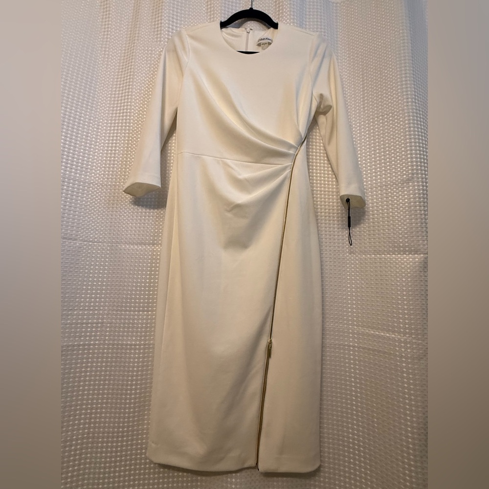 Calvin Klein Cream White 3/4 Sleeve Dress